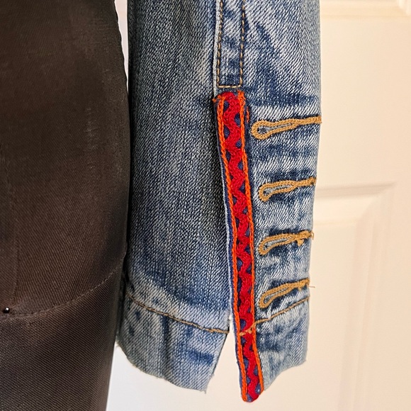Eight Sin Embroidered Denim Blazer Jacket Boho Festival Size S - Picture 6 of 14